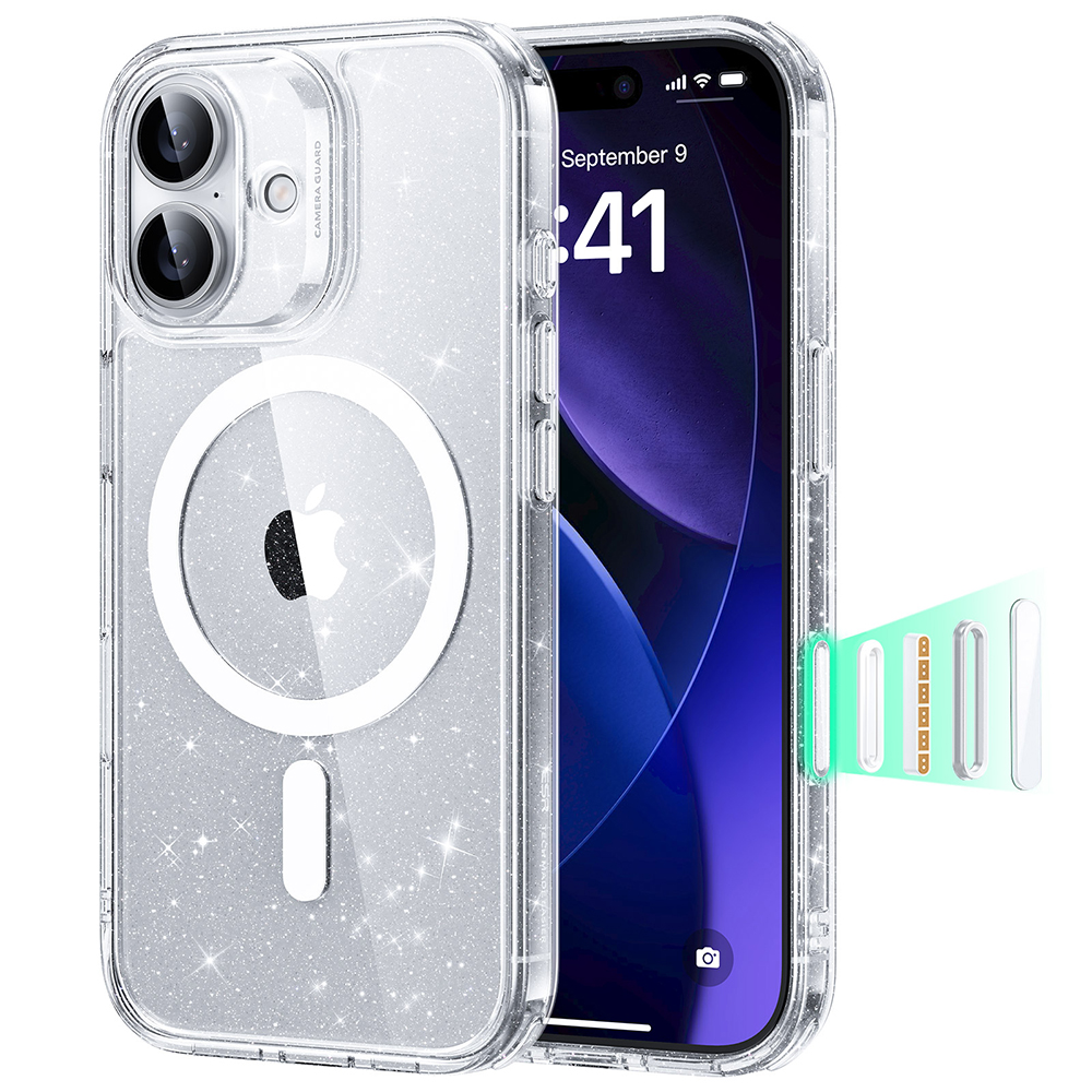 Levně ESR Classic Hybrid HaloLock pro iPhone 17 v čiré třpytivé barvě