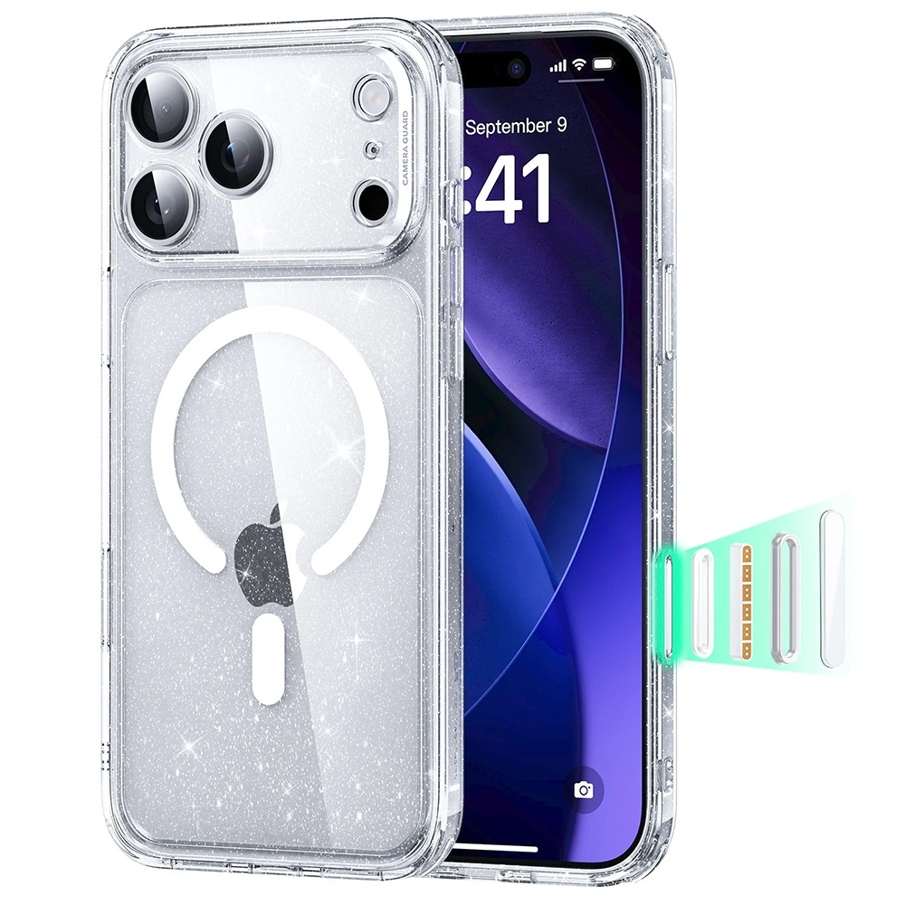 Levně ESR Classic Hybrid HaloLock pro iPhone 17 Pro Max čirý třpytivý