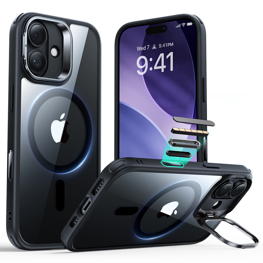 Levně ESR Classic Hybrid HaloLock Kickstand iPhone 17 černá průhledná