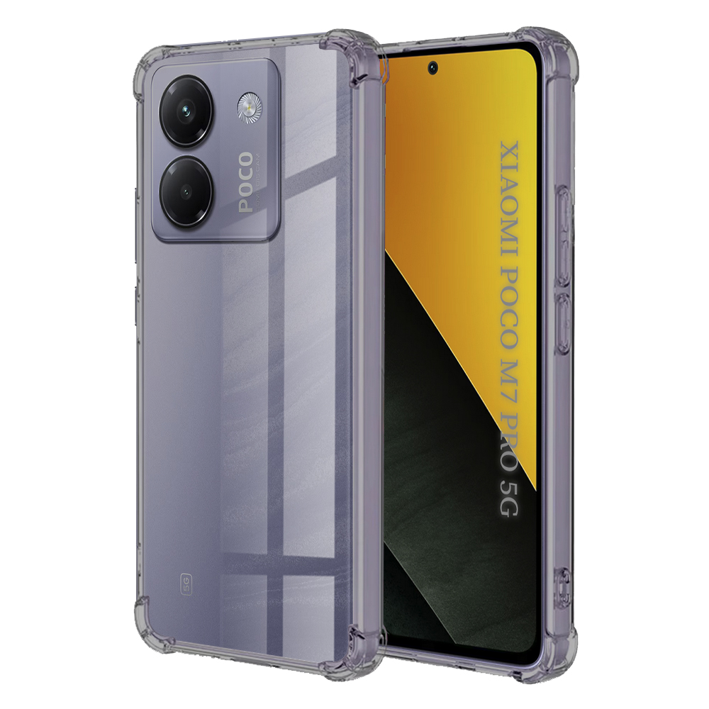 Levně Techsuit Shockproof průhledný silikon Xiaomi Poco M7 Pro 5G kouřově černý