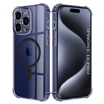 Techsuit Shockproof průhledný silikon MagSafe iPhone 15 Pro kouřově černá