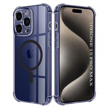 Techsuit Shockproof průhledný silikon MagSafe iPhone 15 Pro Max kouřově černá
