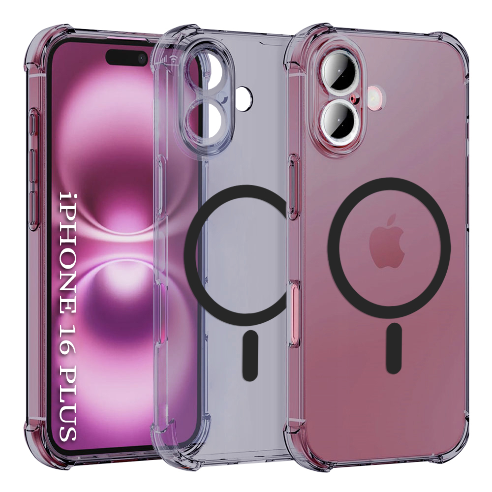 Levně Techsuit Shockproof průhledný silikon MagSafe iPhone 16 Plus kouřově černý