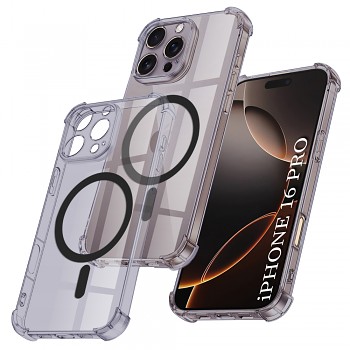 Techsuit Shockproof průhledný silikon MagSafe iPhone 16 Pro kouřově černá