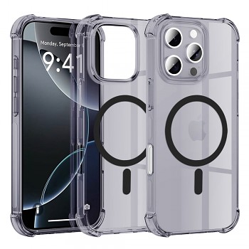 Techsuit Shockproof průhledný silikon MagSafe iPhone 16 Pro Max kouřově černý