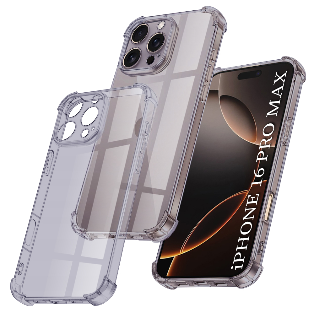 Levně Techsuit nárazuvzdorný průhledný silikon iPhone 16 Pro Max kouřově černý