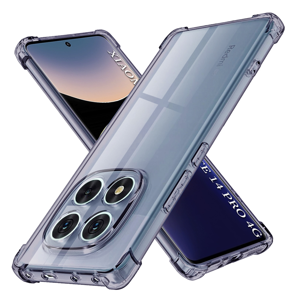Levně Techsuit nárazuvzdorný průhledný silikon Xiaomi Redmi Note 14 Pro 4G kouřově černý