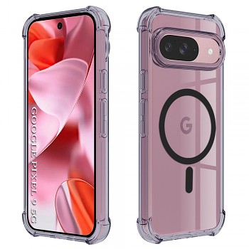 Techsuit Shockproof průhledný silikonový MagSafe Google Pixel 9 kouřově černý