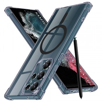 Techsuit Shockproof průhledný silikon MagSafe Samsung Galaxy S22 Ultra 5G kouřově černý