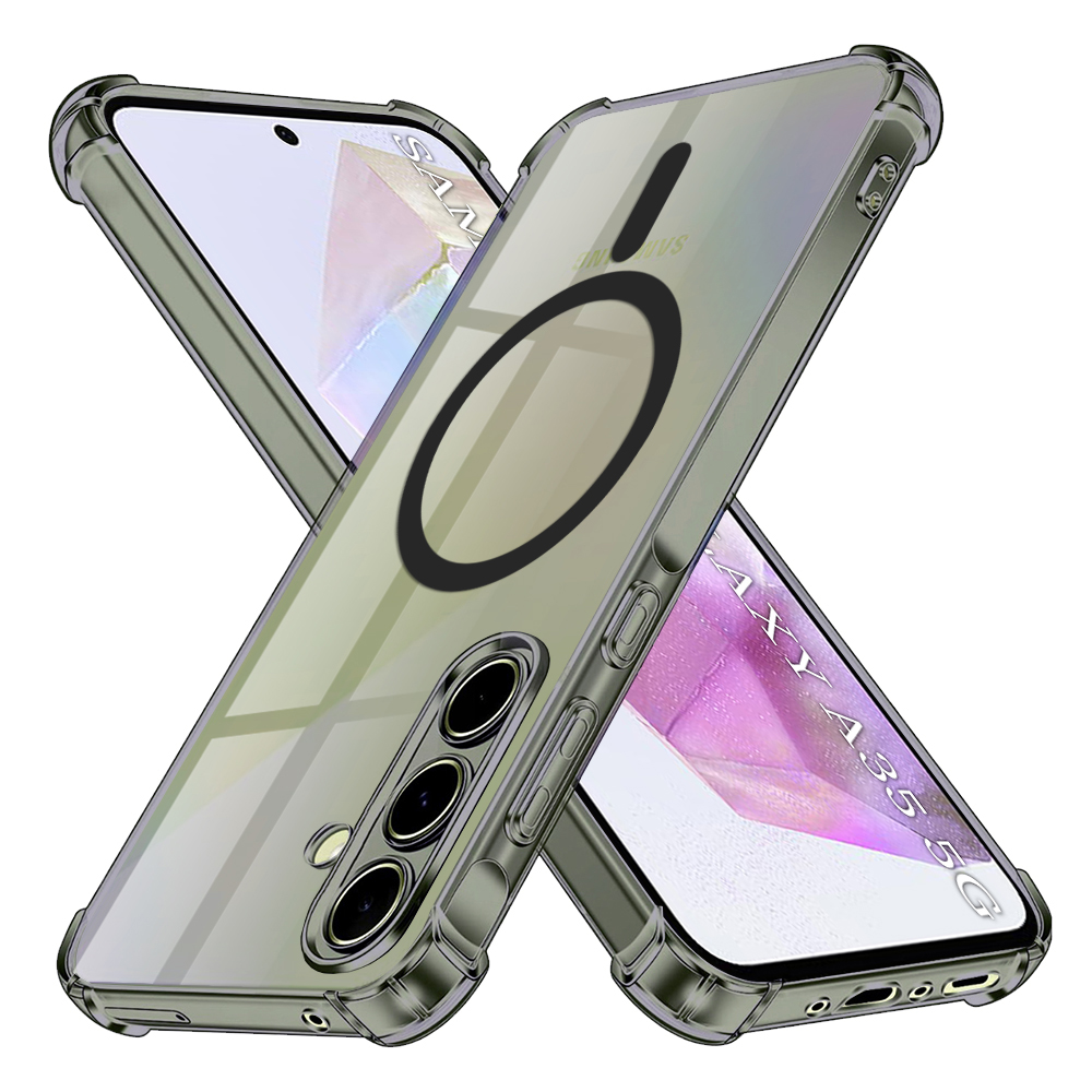 Levně Techsuit Shockproof průhledný silikon MagSafe Samsung Galaxy A35 5G kouřově černý