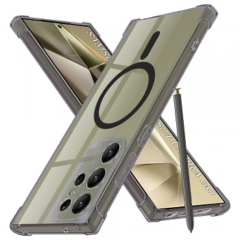 Techsuit Shockproof průhledný silikon MagSafe Samsung Galaxy S24 Ultra kouřově černá