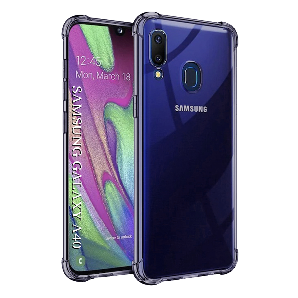Levně Techsuit Shockproof průhledný silikon Samsung Galaxy A40 kouřově černý