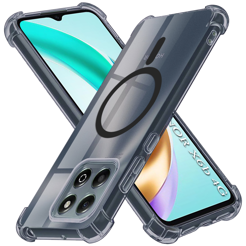 Levně Techsuit Shockproof průhledný silikonový MagSafe Honor X6b kouřově černý