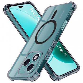 Techsuit Shockproof průhledný silikonový MagSafe Honor 400 Lite kouřově černý
