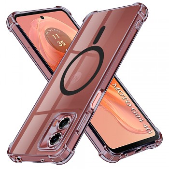 Techsuit Shockproof průhledný silikon MagSafe Motorola Moto G04 G04s G24 E14 kouřově černá