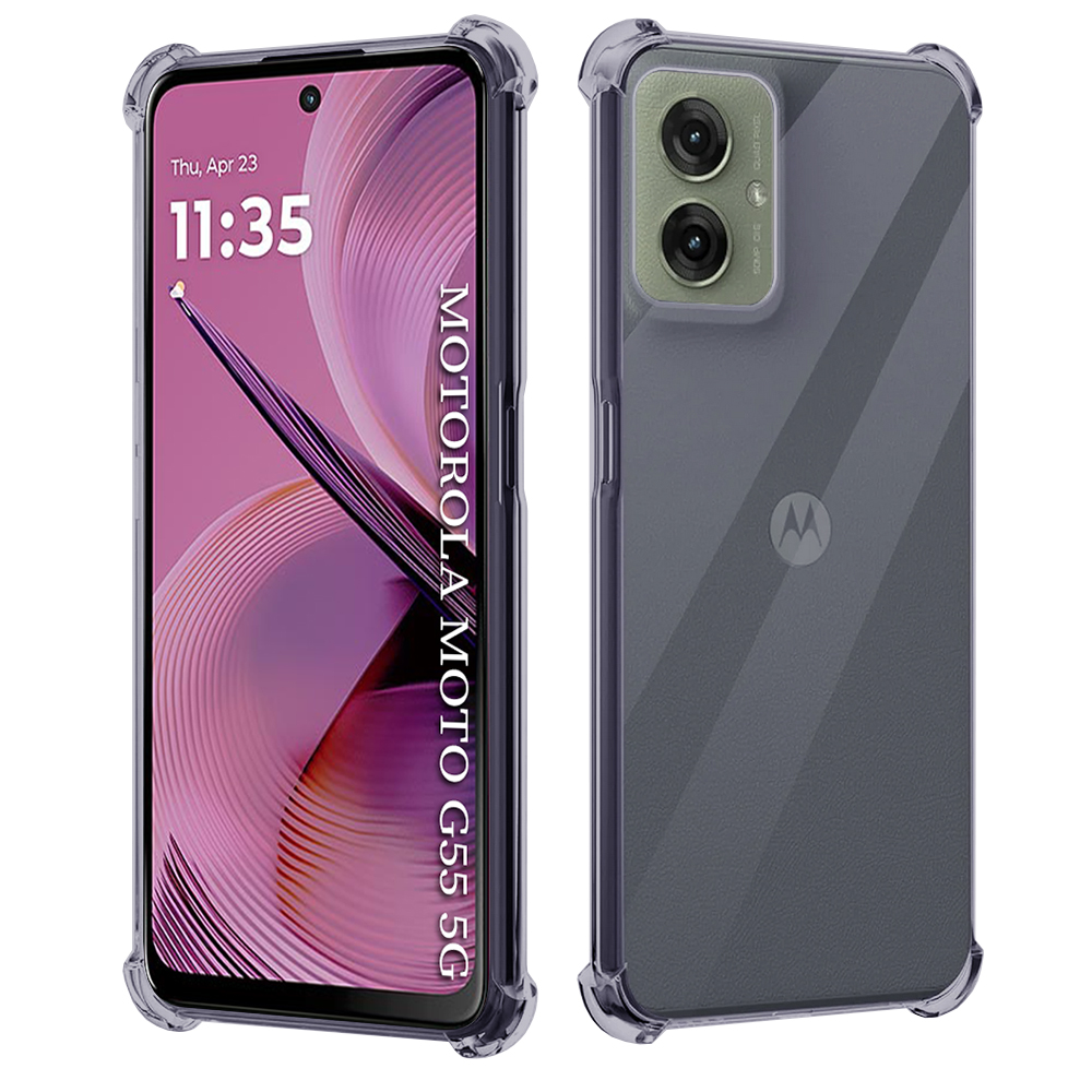 Levně Techsuit Shockproof průhledný silikon Motorola Moto G55 kouřově černý