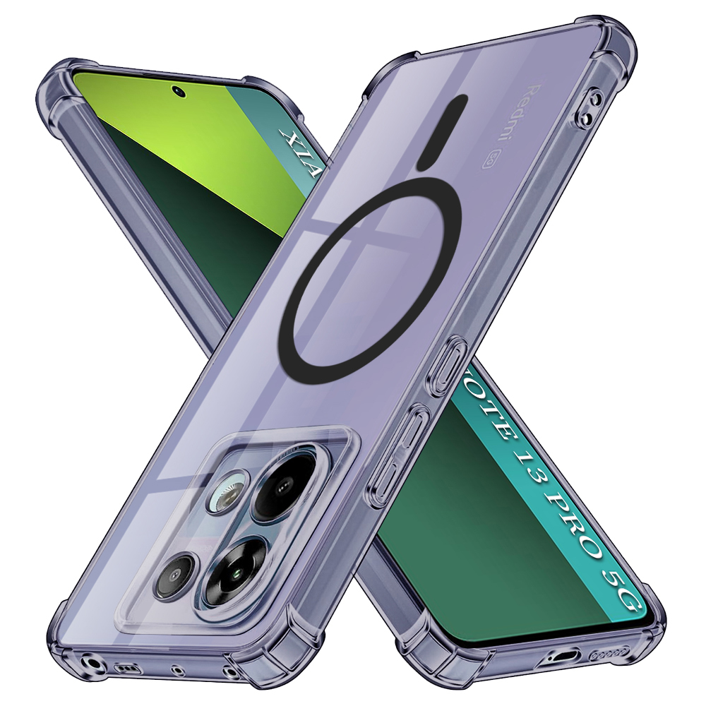 Levně Techsuit Shockproof průhledný silikonový MagSafe Xiaomi Redmi Note 13 Pro 5G Poco X6 kouřově černý