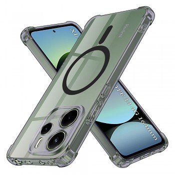 Techsuit Shockproof průhledný silikonový MagSafe pro Xiaomi Redmi Note 14 4G kouřově černý