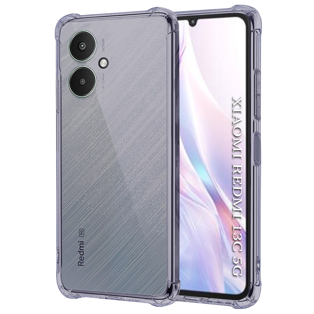 Levně Techsuit Shockproof průhledný silikon Xiaomi Redmi 13C 5G kouřově černý