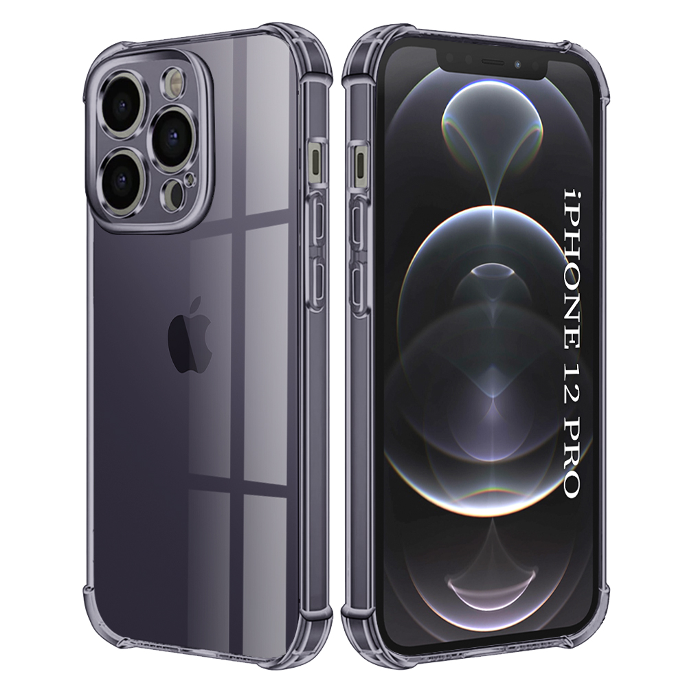 Levně Techsuit nárazuvzdorný průhledný silikon iPhone 12 Pro kouřově černý