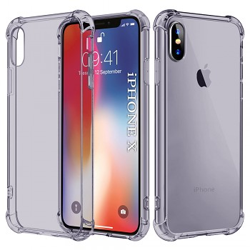 Techsuit Shockproof průhledný silikon iPhone X iPhone XS kouřově černý