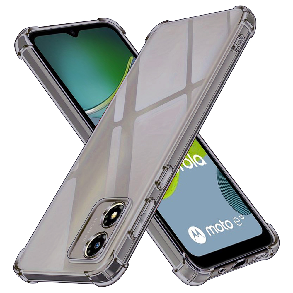 Levně Techsuit Shockproof průhledný silikon pro Motorola Moto E13 kouřově černý