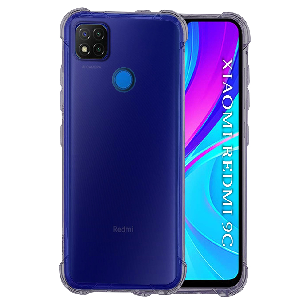 Levně Techsuit Shockproof průhledný silikon Xiaomi Redmi 9C / Redmi 9C NFC kouřově černý