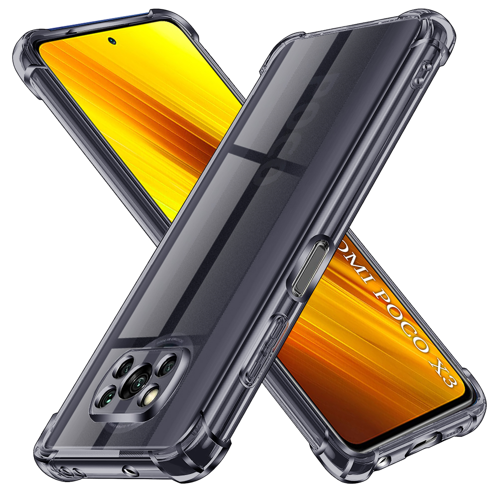 Levně Techsuit Shockproof průhledný silikon Xiaomi Poco X3 Poco X3 NFC Poco X3 Pro kouřově černý