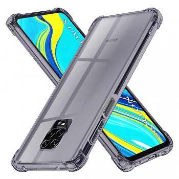 Techsuit nárazuvzdorný průhledný silikon Xiaomi Redmi Note 9S/9 Pro/9 Pro Max kouřově černý
