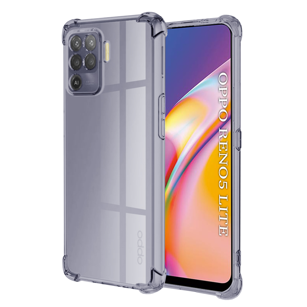 Levně Techsuit Shockproof průhledný silikon Oppo Reno5 Lite / Oppo A94 4G kouřově černý