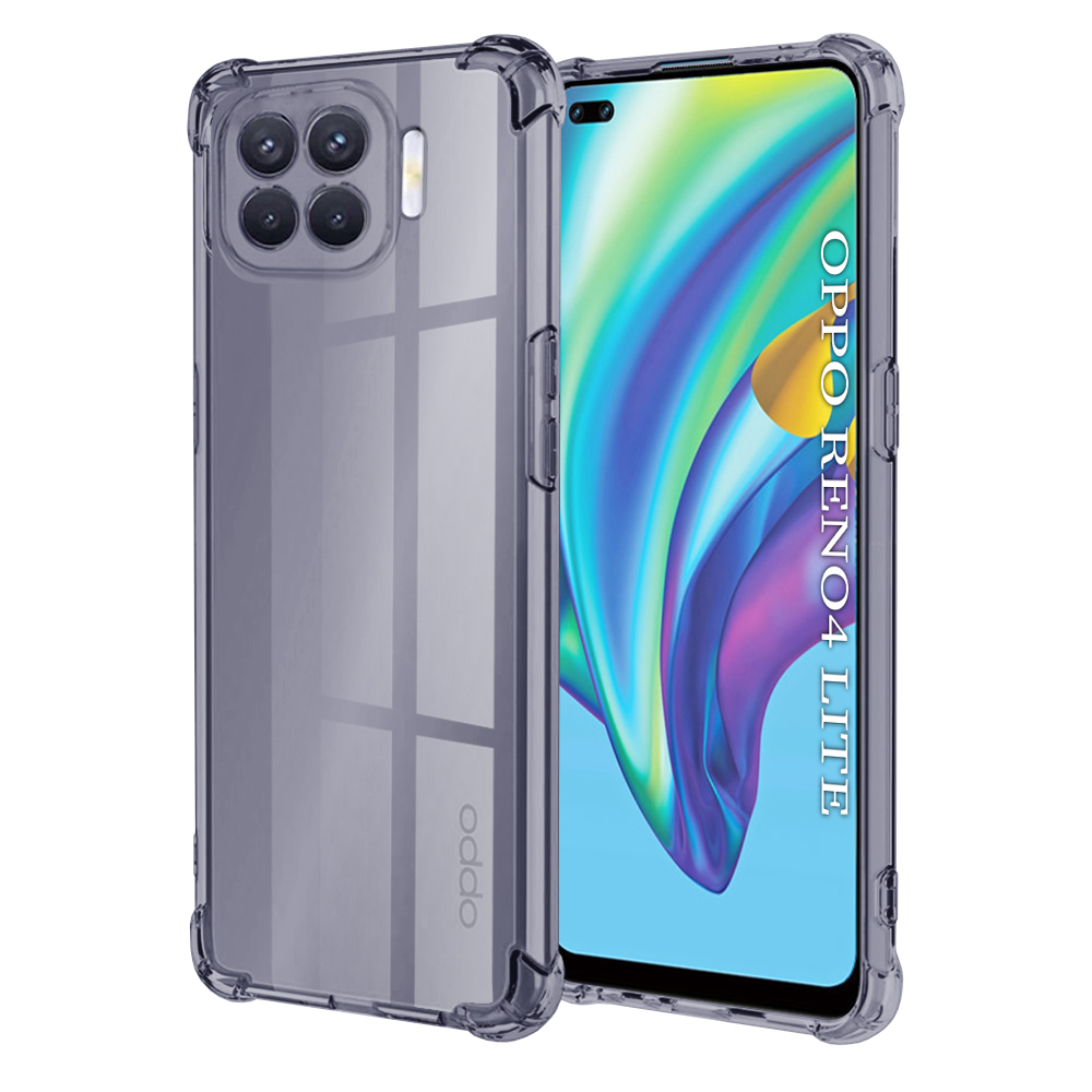 Levně Techsuit Shockproof průhledný silikon Oppo Reno4 Lite kouřově černý