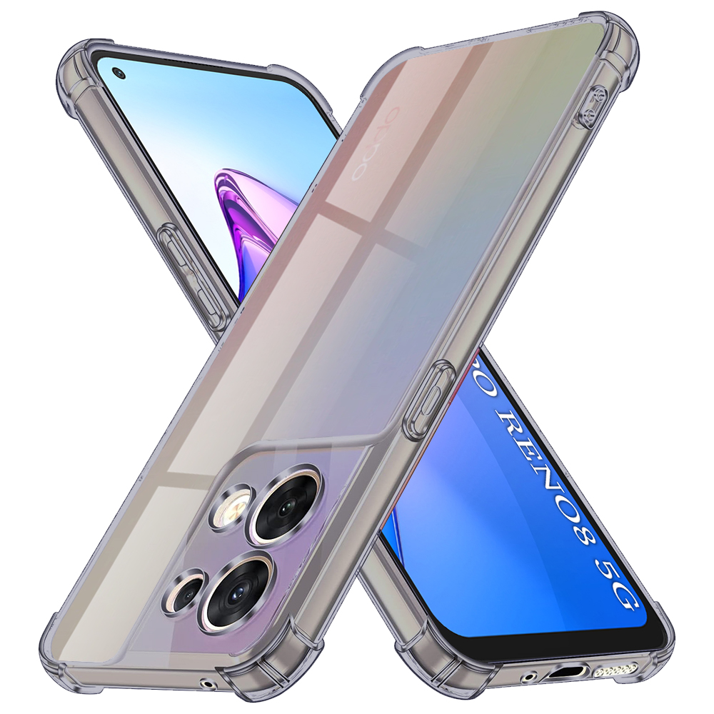 Levně Techsuit Shockproof průhledný silikon Oppo Reno8 kouřově černý