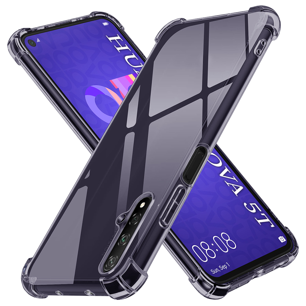 Levně Techsuit Shockproof průhledný silikon Huawei Nova 5T Honor 20 kouřově černý