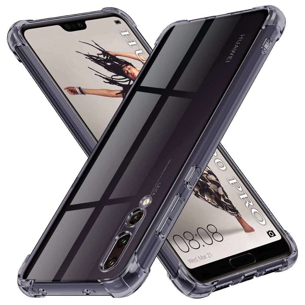Levně Techsuit Shockproof průhledný silikon Huawei P20 Pro kouřově černý