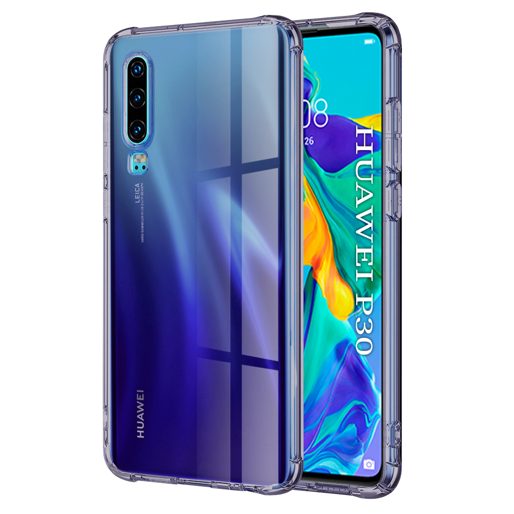 Levně Techsuit Shockproof průhledný silikon Huawei P30 kouřově černý