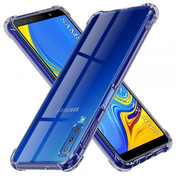Techsuit Shockproof průhledný silikon Samsung Galaxy A7 2018 kouřově černý