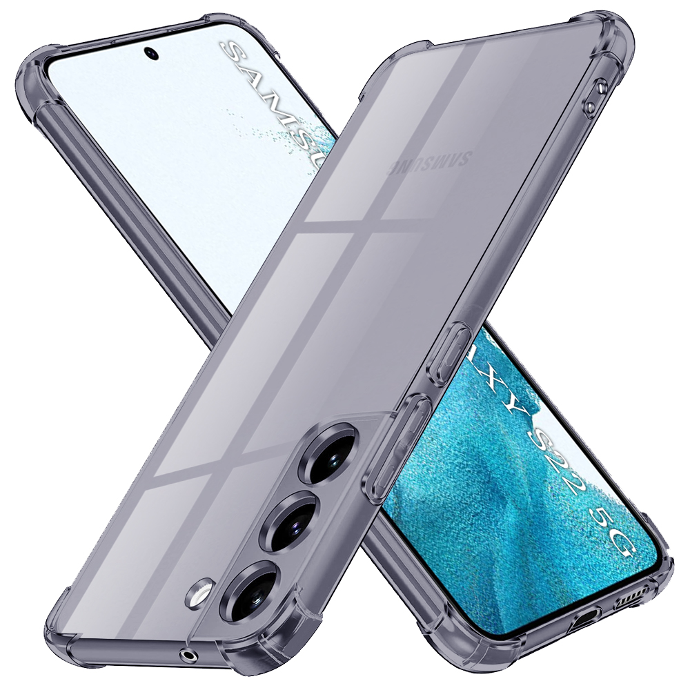 Levně Techsuit nárazuvzdorný průhledný silikon Samsung Galaxy S22 5G kouřově černý