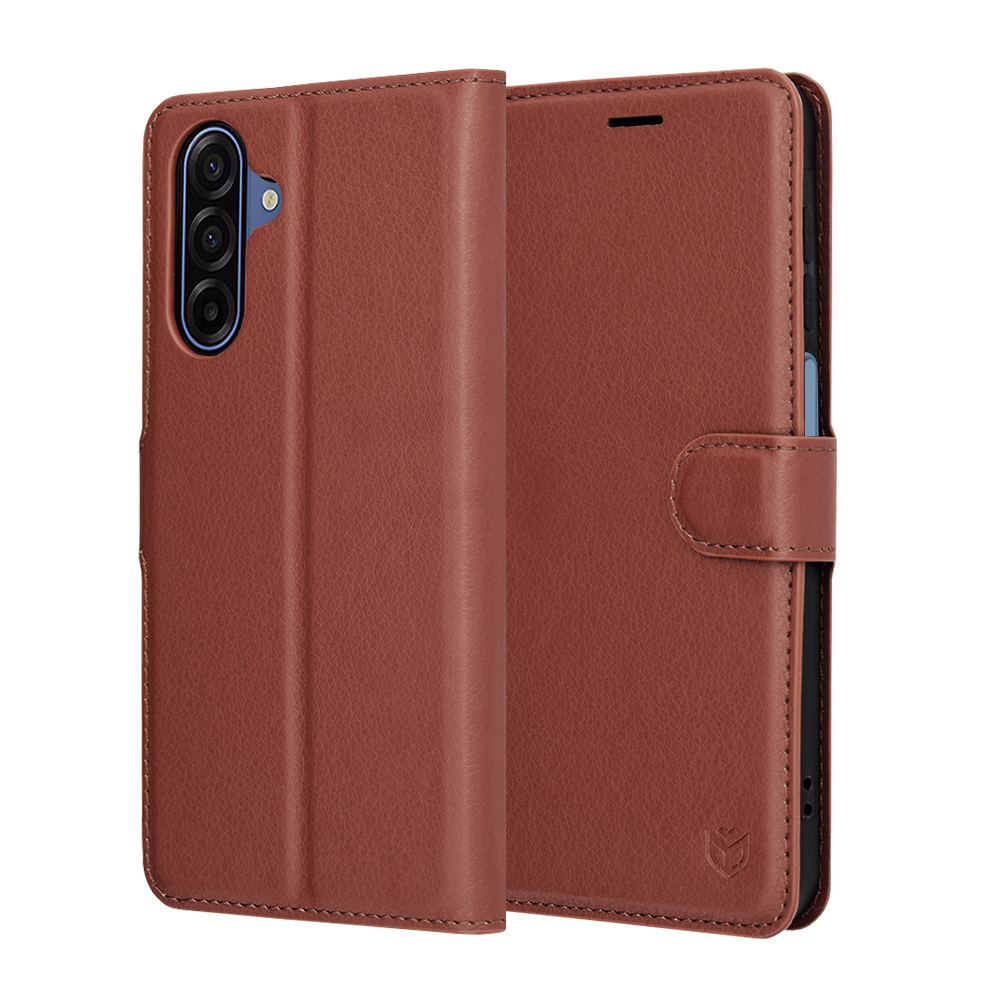 Levně Pouzdro Techsuit kožené pro Samsung Galaxy A17 5G A17 4G hnědé