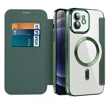 Pouzdro na knihu Techsuit SmartMag iPhone 12 zelené