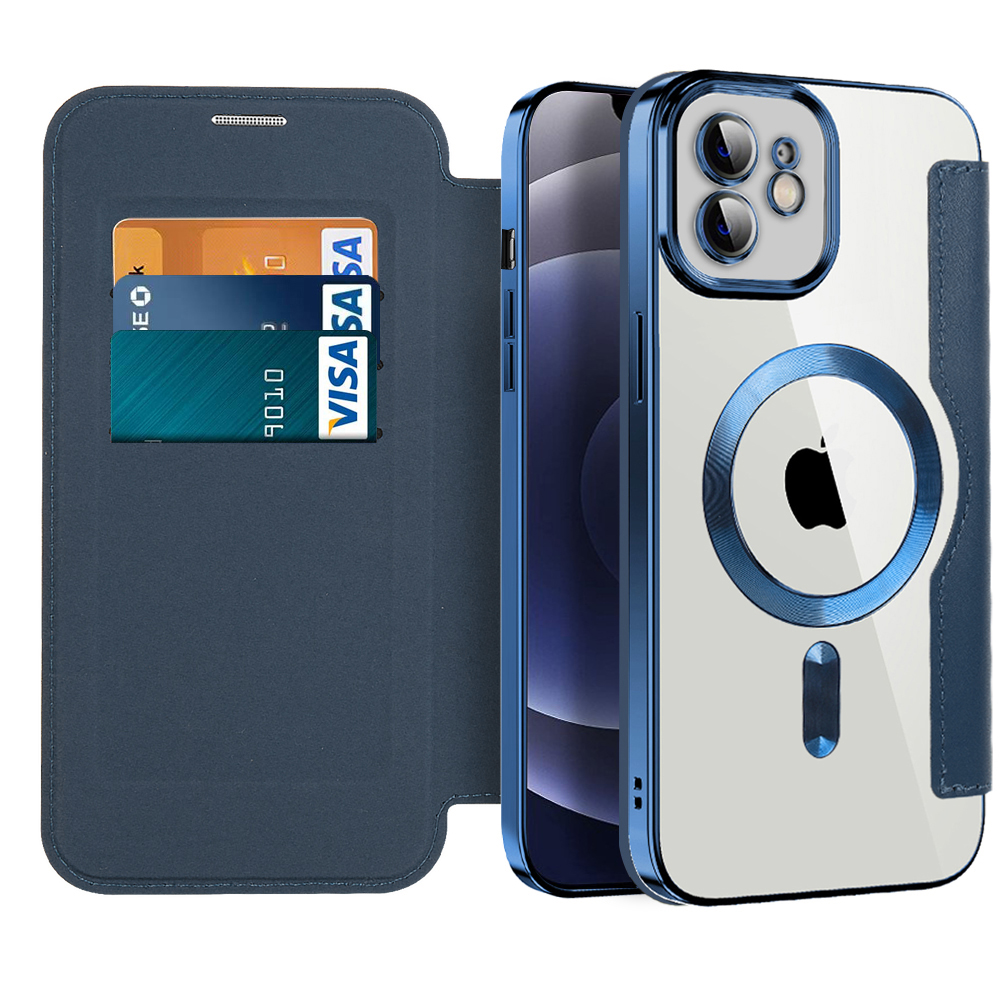 Levně Pouzdro na knihu Techsuit SmartMag iPhone 12 modré