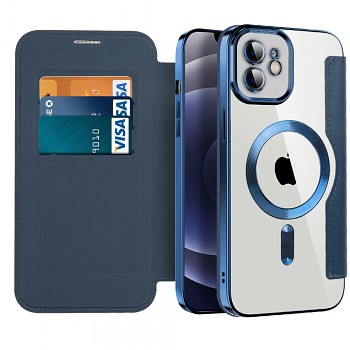 Pouzdro na knihu Techsuit SmartMag iPhone 12 modré