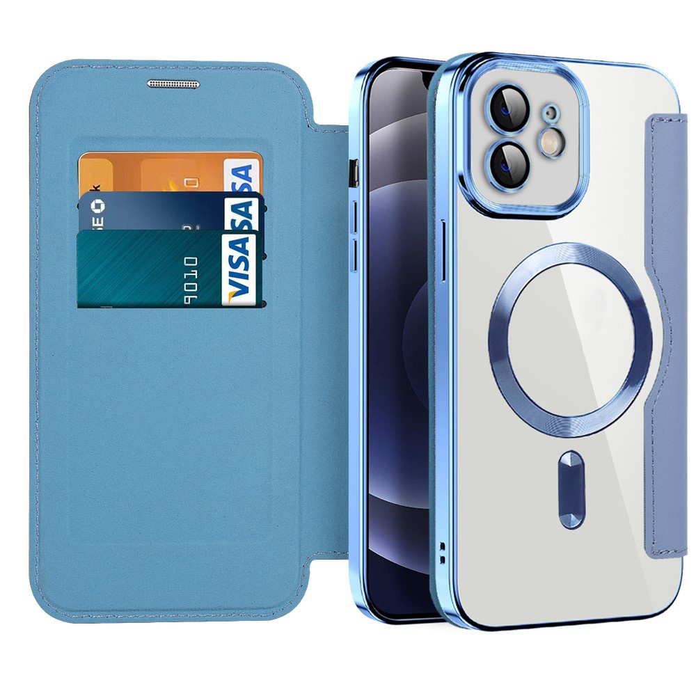 Levně Pouzdro na knihu Techsuit SmartMag iPhone 12 světle modré