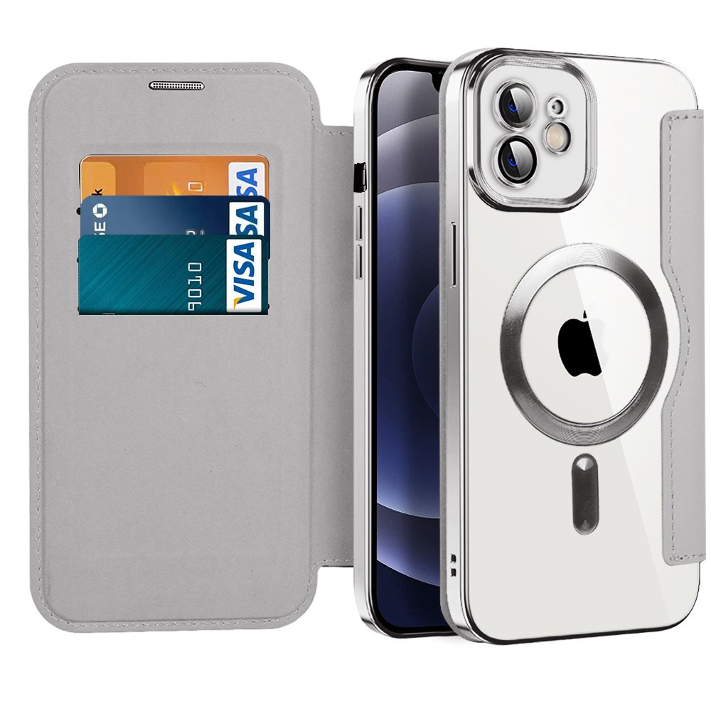 Levně Techsuit SmartMag knížkové pouzdro iPhone 12 šedé
