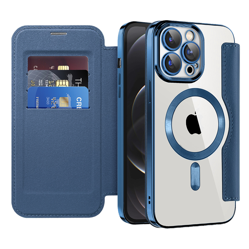 Levně Pouzdro na knihu Techsuit SmartMag iPhone 12 Pro modré