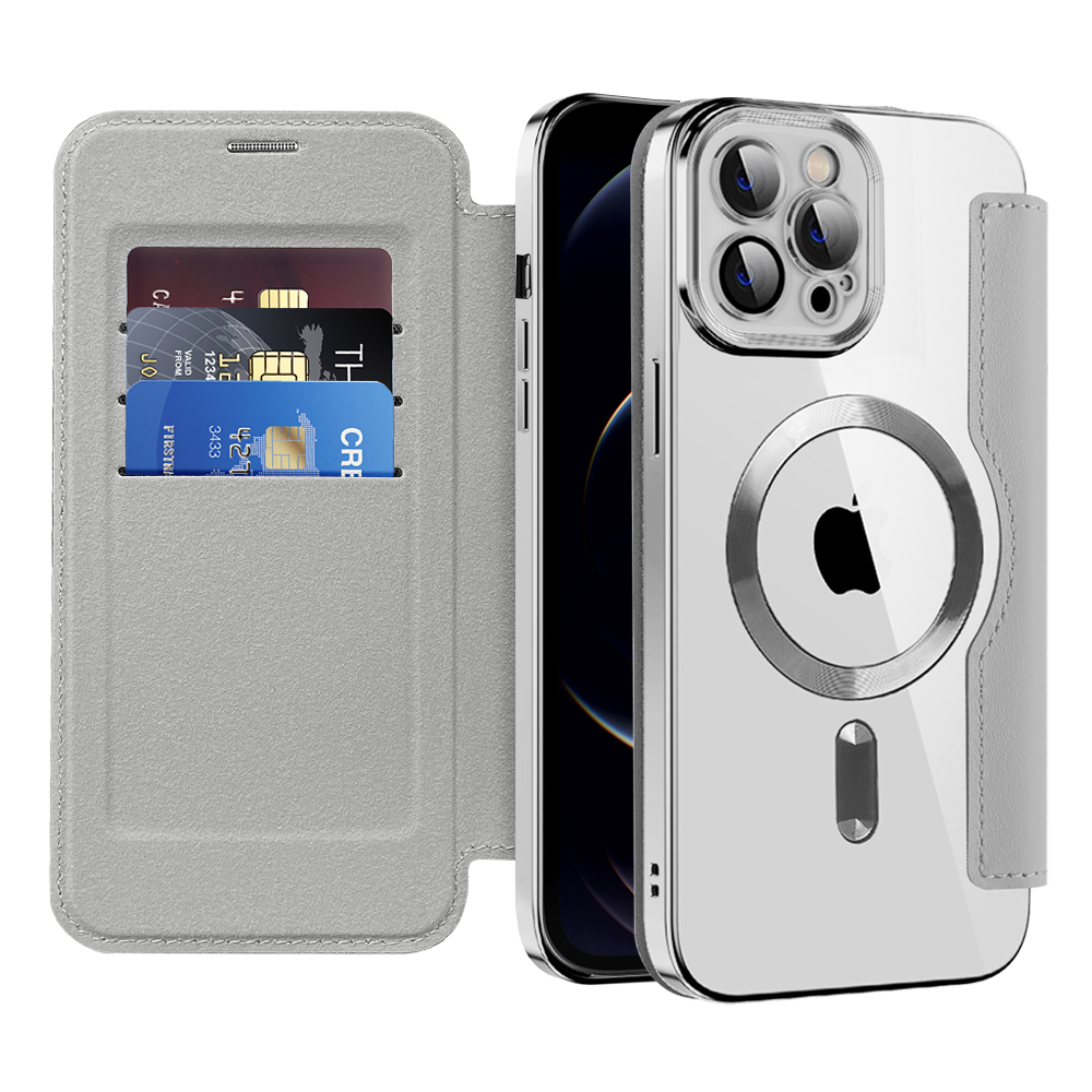 Levně Pouzdro na knihu Techsuit SmartMag iPhone 12 Pro šedé