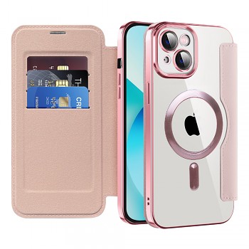 Pouzdro na knihu Techsuit SmartMag pro iPhone 13 růžové