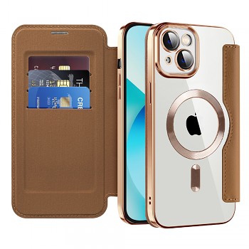 Pouzdro na knihu Techsuit SmartMag pro iPhone 13 hnědé