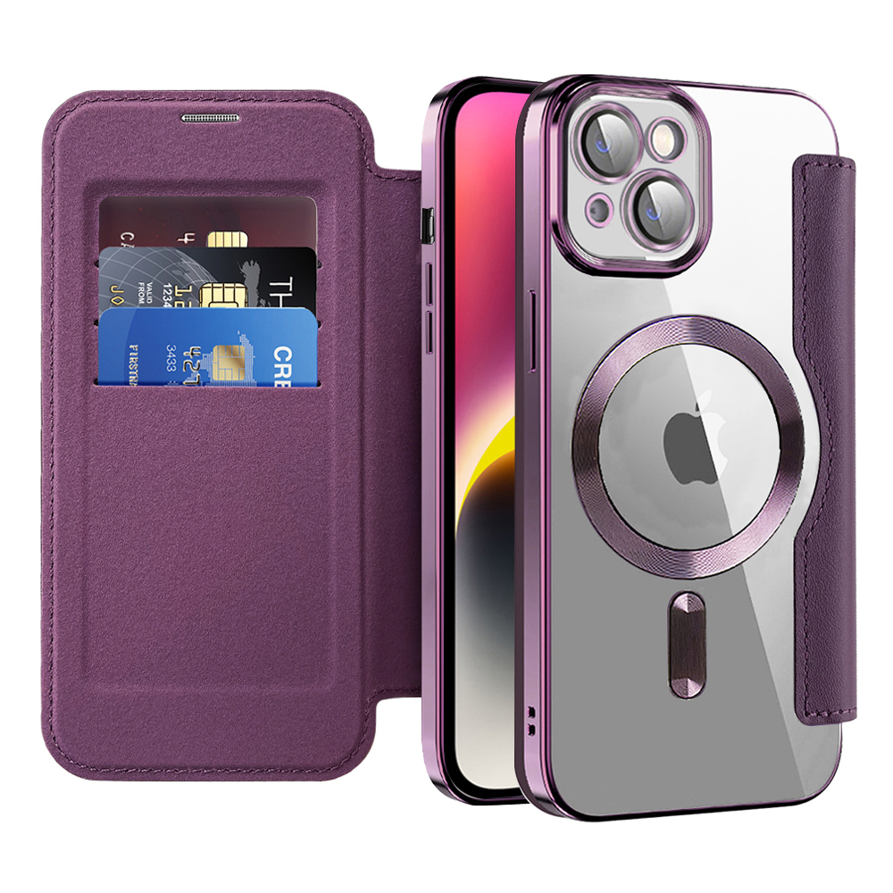Levně Pouzdro na knihu Techsuit SmartMag pro iPhone 14 Plus fialové