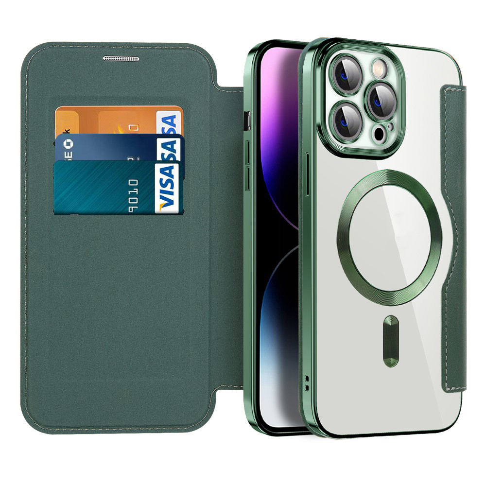 Levně Pouzdro na knihu Techsuit SmartMag pro iPhone 14 Pro Max zelené