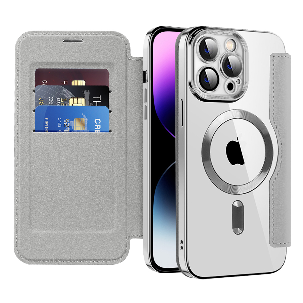 Levně Techsuit SmartMag knížkové pouzdro iPhone 14 Pro Max šedé